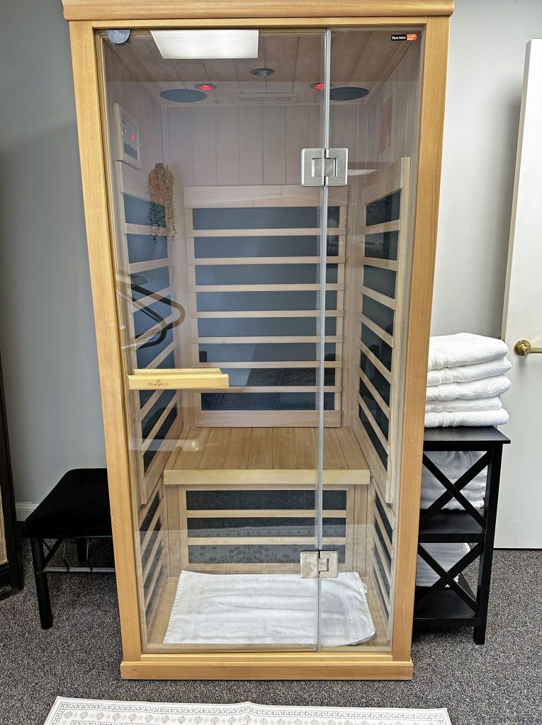 Relaxing in a warm sauna supports circulation, relaxation and overall wellness.